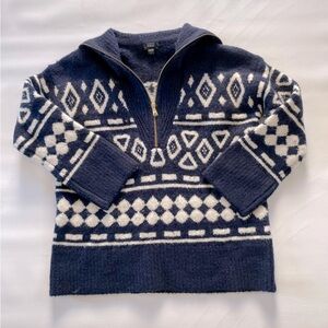 J. Crew 1/2 Zip Relaxed Fit Geometric Sweater Womens XS-Small